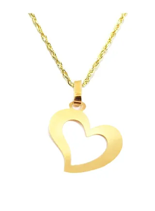 18K Pure Gold Heart Design Necklace For Women 