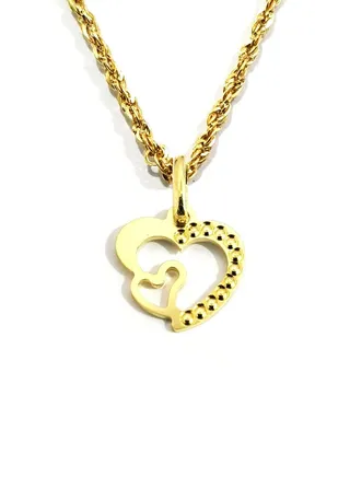 18K Pure Gold Heart Necklace 