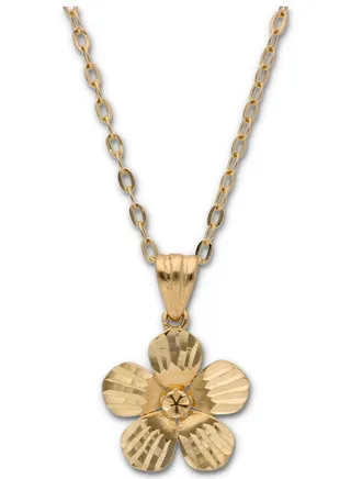 Gold Necklace (Chain with Gold Flower Shaped Pendant) 18KT - FKJNKL18KU6121 