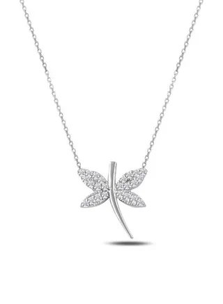 925 Sterling Silver Jewelry Rhodium Plated Dragonfly CZ Necklace 100% Precious Metal Gift for Women- Emnon53NE 