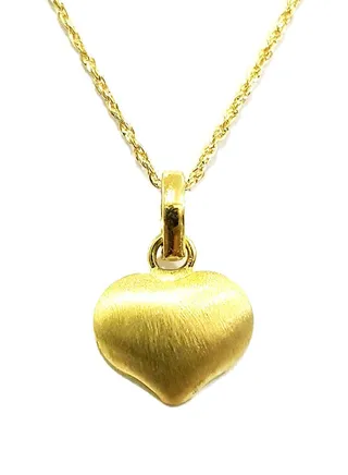 18K Pure Gold Heart Design Necklace 