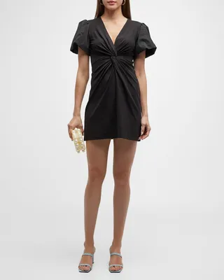Bette Twist-Front Short-Sleeve Mini Dress