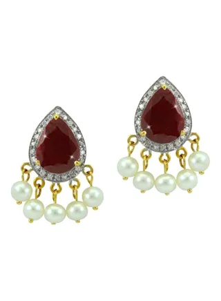 18 Karat Gold Royal Indian 0.24 Ct Diamonds Ruby Earrings 