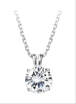 925 Sterling Silver 2 Ct Swarovski Zirconia Studded Pendant Necklace 