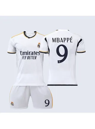 Real Madrid No. 9 Mbappe Football Jersey Two-Piece Suit 