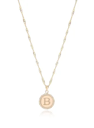 18K Gold 'B' Pendant Necklace 