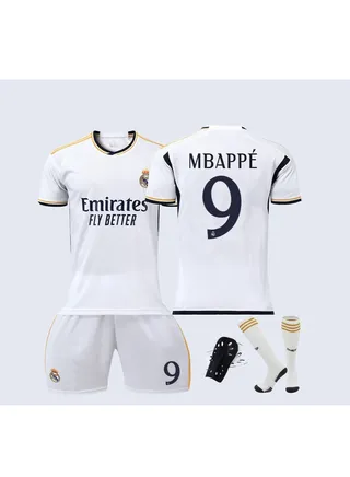 Real Madrid No. 9 Mbappe Football Jersey Four-Piece Suit 