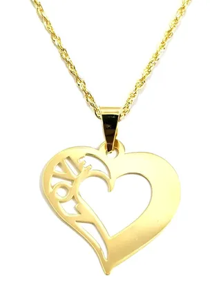 18K Pure Gold Heart Love Design Necklace 