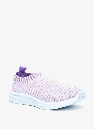 Textured Slip On Trainers with Pull Tabs Purple 