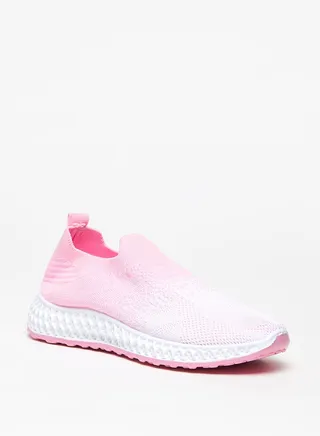 Textured Slip-On Sports Shoes Pink 