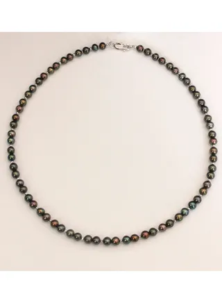 Necklace with Beads 42cm Freshwater Pearl, 6.0mm, 18KW Gold 