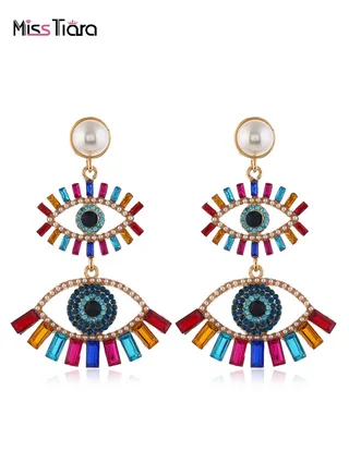 New Collection European Style Long Section Personalized Eye Shape Jewelry Dangle Earrings For Ladies 