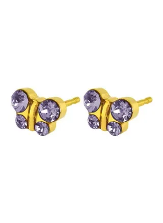Gold Plated Butterfly Tanzanite Stud Earrings 