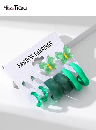 S925 silver needles earrings suitable for summer beach super hot collection acrylic handmade trendy candy color earrings set for girls and ladies 