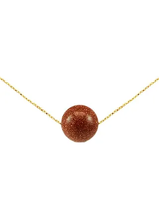 10K Gold Sunstone Pendant Necklace 