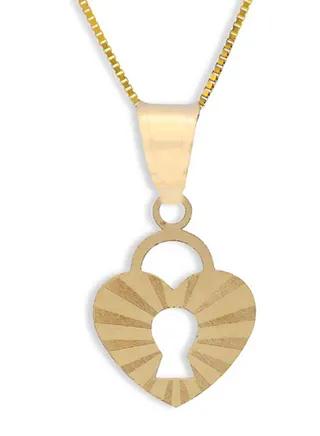 Gold Necklace (Chain with Heart Lock Pendant) 18KT - FKJNKL18KU1066 