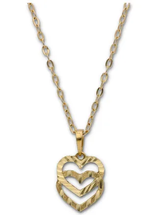 Gold Necklace (Chain with Dual Heart Shaped Pendant) 18KT - FKJNKL18KU6118 