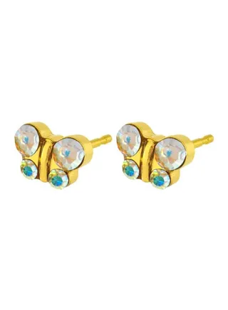 Fashionable Gp Butterfly Rock Crys Studs 