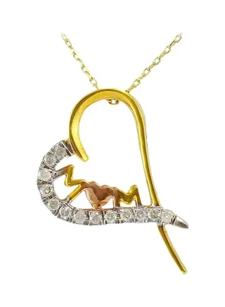 18 Karat Gold Diamonds MOM Heart Necklace 