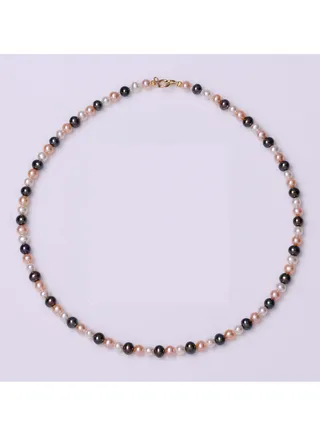KIDS Necklace 1L 32Cm, Freshwater Pearls, A Quality, Mix Color, 4.5-3.5MM, 18KY 