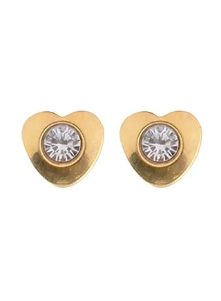 4MM Heartlite April Crystal 24K Pure Gold Plated Ear Studs For Kids 