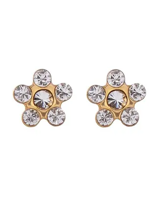 Daisy April Crystal 24K Pure Gold Plated Ear Studs For Kids 