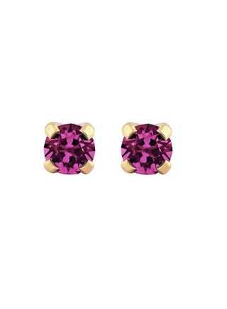 3MM Amethyst February Birthstone Gold Plated Ear Studs For Kids | MADE IN USA | Ideal for every day wear 
