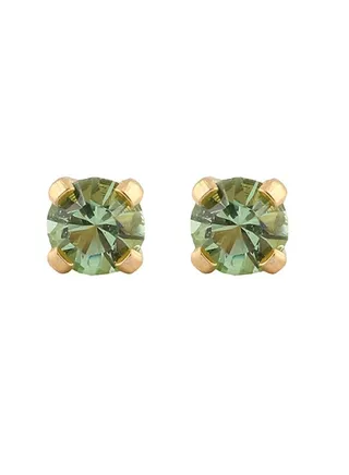 3MM – August Peridot Birthstone 24K Pure Gold Plated  Ear Studs For Kids 