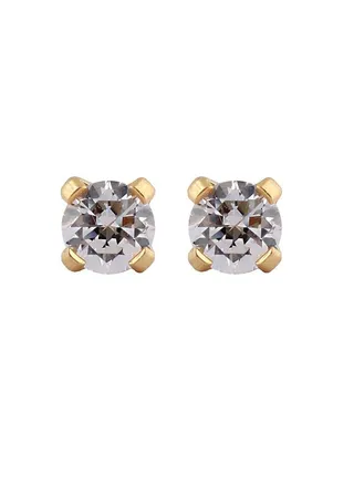 3MM Cubic Zirconia 24K Pure Gold Plated Ear Studs For Kids 