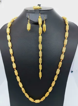 Imitation Artificial Jewellery Ball Design Moriya Mala Set Of 4 Piece Bracelet Ring Earing Chain Mala Gold Plated Model No 4 