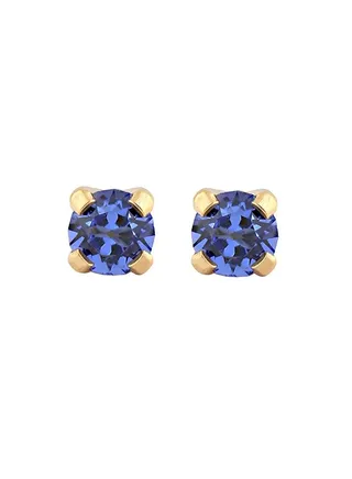 3MM September Sapphire Birthstone 24K Pure Gold Plated Ear Studs For Kids 
