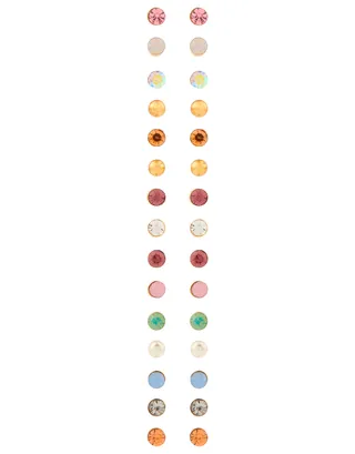 15-Piece Multi Stone Stud Earrings Pack 