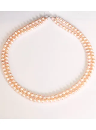 Necklace 2L 42/44Cm, Freshwater Pearls, A Quality, Natural Multi Color, 6.5-6.0MM, 18KW 