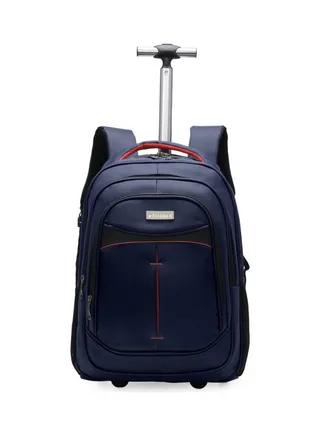 Multipurpose Rolling Trolley Backpack Navy Blue 