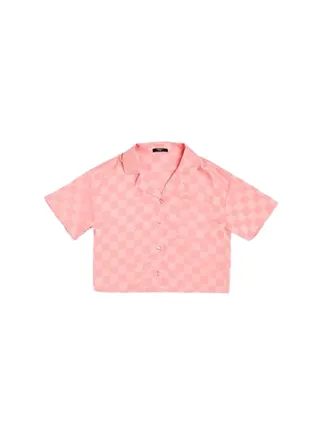 Girls Satin Checkered Shirt (Kids) 