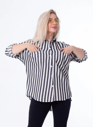 Striped chemise 2 pockets 