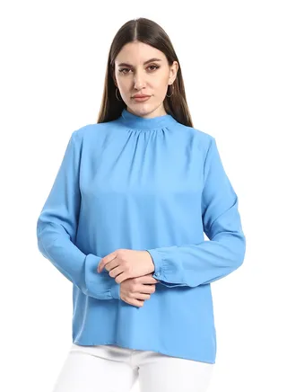 Simple sky blue blouse with tie at the back 