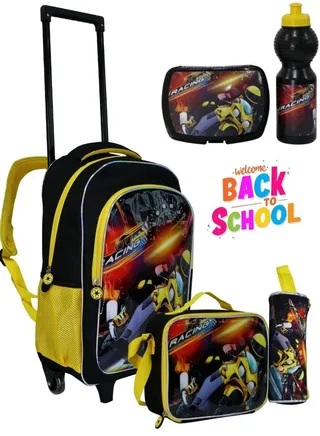 Kids School Trolley Backpack All in one 5 Pcs set Pencil Case, lunch bag water bottle and lunch box for boys and girls 