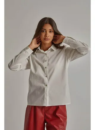 Fancy Long Sleeve Shinny Printted Blouse 