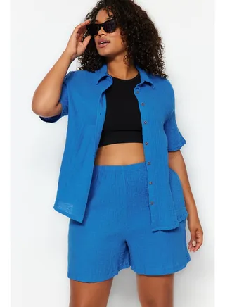 Weave Sax Muslin Shirt TBBSS23AX00016 