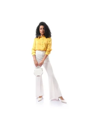 Solid Stan Shirt with Buttoned Cuffs - Mustard 