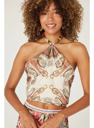 Satin printed crop top 