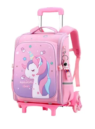 Children Trolley School Bags Large Capacity Kids' Bookbag Students Rolling Backpack Travel Wheeled Kids' Luggage Bag for Elementary Girls Schoolbag 