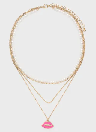Lips Pendant Layered Necklace