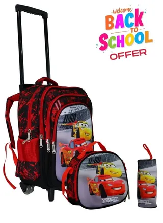 Kids School Trolley Backpack 3 Pcs set with Pencil Case and lunch bag for boys and girls 