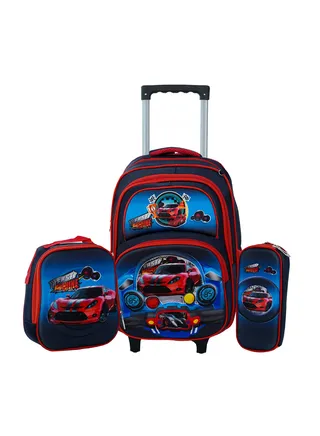 School Rolling backpack All in one Set of 3 (16 Inch), school bag set with Pencil case,lunch bag for boys and girls, back to school essential, trolley bag for school 