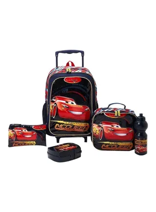 5-In-1 Car Themed Trolly Bag Set Red/Black 