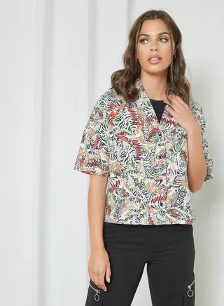 Printed Notched Lapel Shirt Multicolour 
