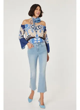 Off shoulder printed blouse 