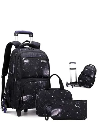 3-Piece Large Capacity Backpack for Primary Junior School Backpack with Lunch Box Pencil Case Durable Bookbags Lightweight Travel Backpack Set for Boys Girls 